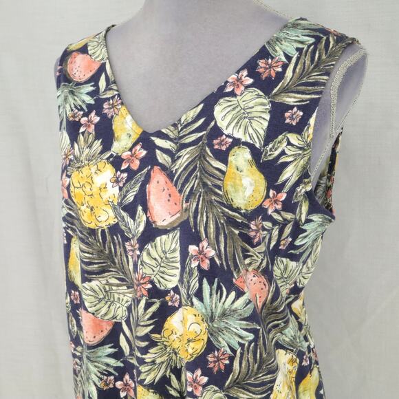 J Jill Dress Womens Small Green Pink Floral Stretch Knit Flounced Hem Pullover - Picture 8 of 13